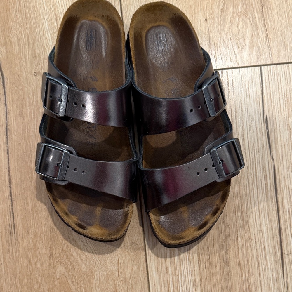 Birkenstock Arizona Metallic Sandals - Anthracite